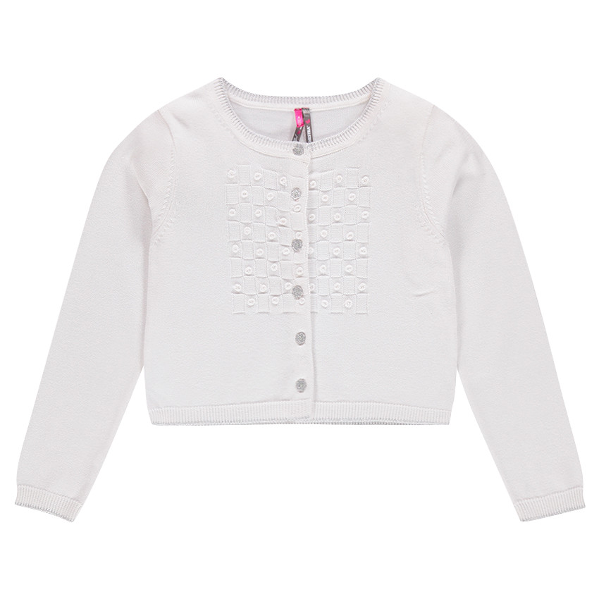 Chaqueta suave con malla en relieve y botones brillantes 