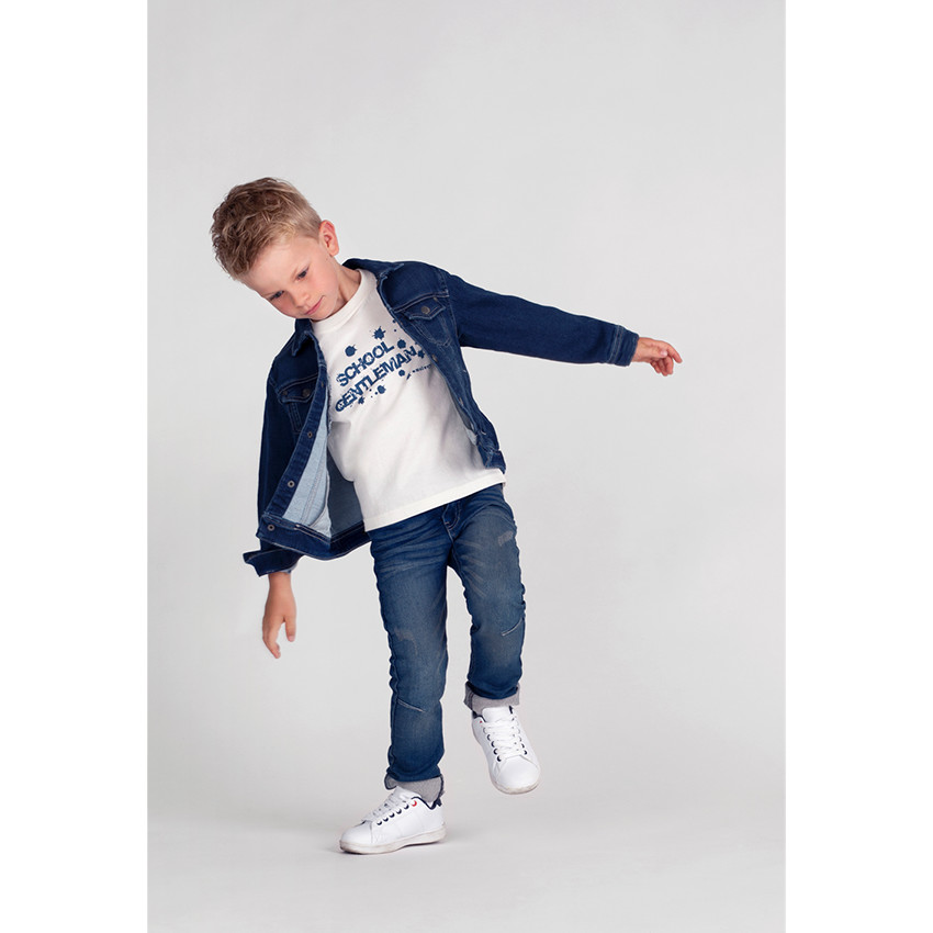 Camiseta de punto de manga larga con mensaje estampado 