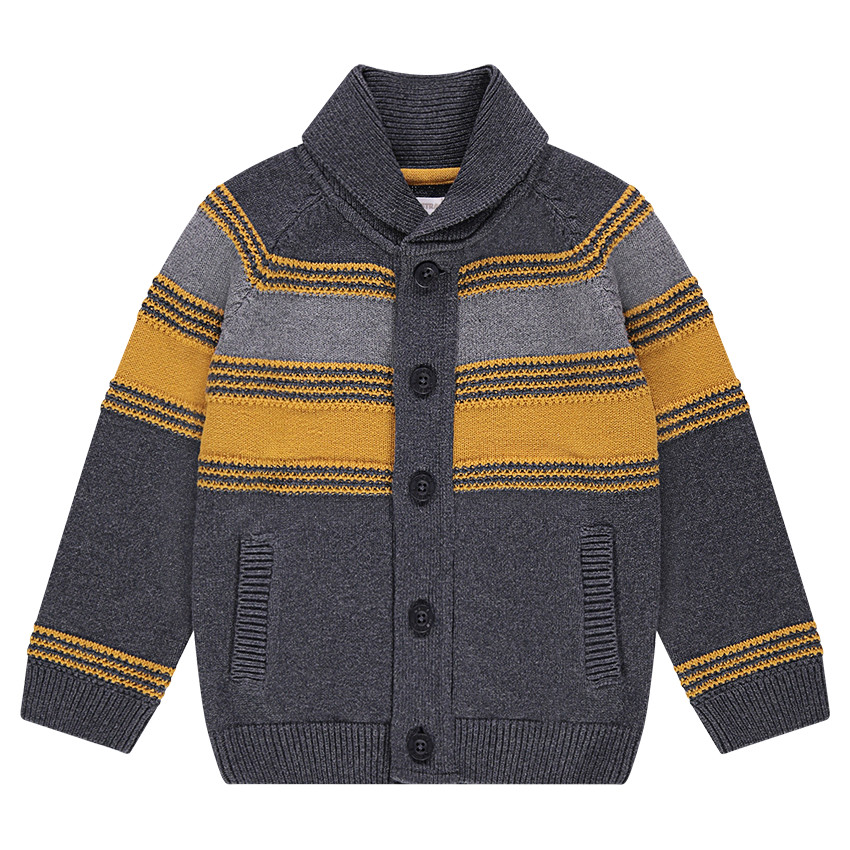 Chaqueta de punto de rayas de jacquard que contrastan 