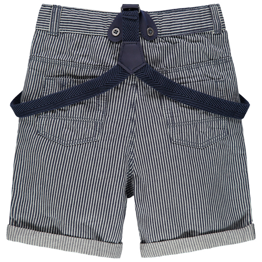 pantalon corto de rayas verticales all-over y tirantes ajustables 