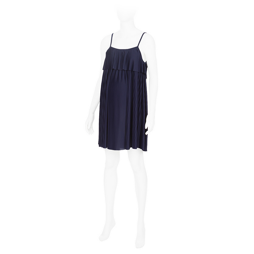 Vestido de embarazo plisado con volantes 