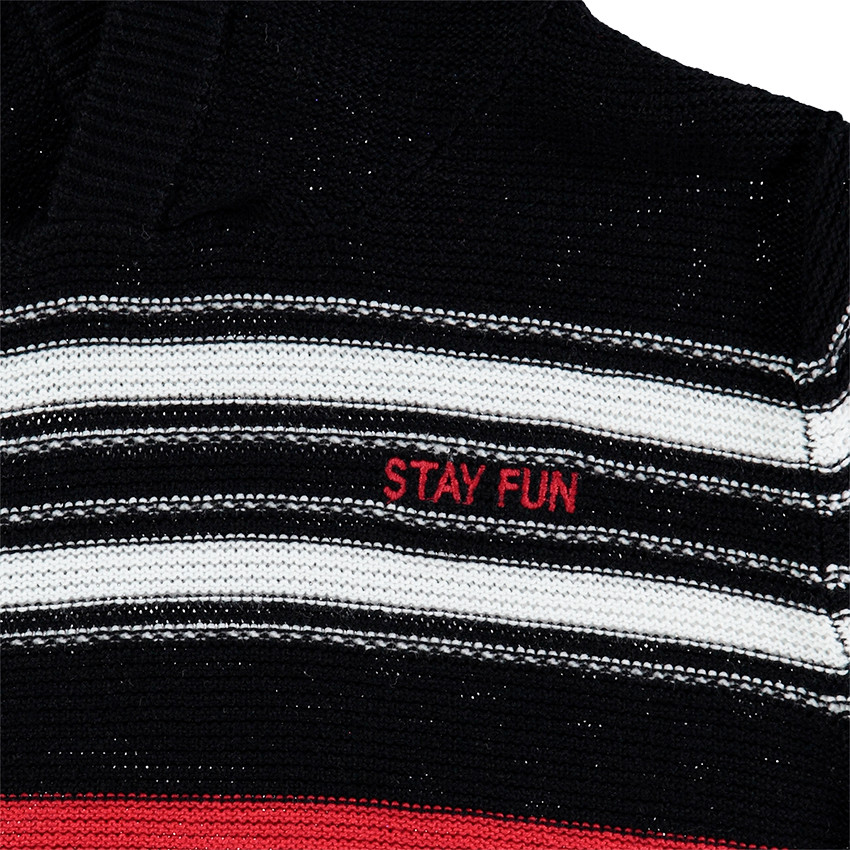 Jersey con capucha de punto con rayas que contrastan 