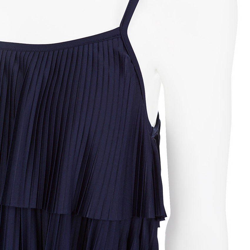 Vestido de embarazo plisado con volantes 