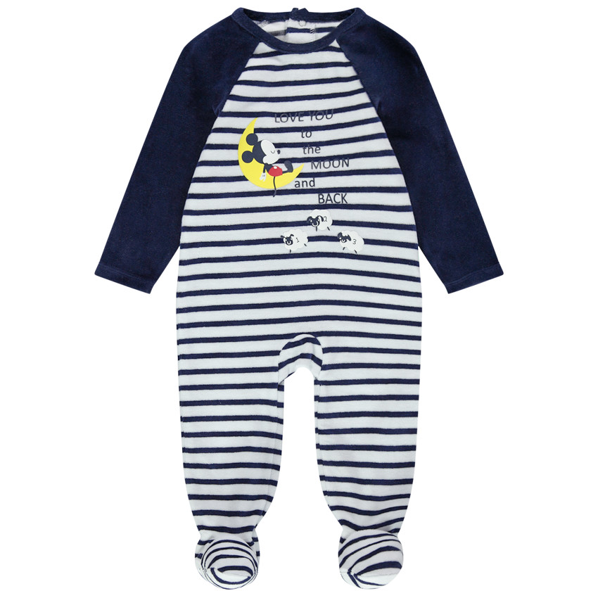 Pijama de terciopelo con rayas y estampado de Mickey Disney 