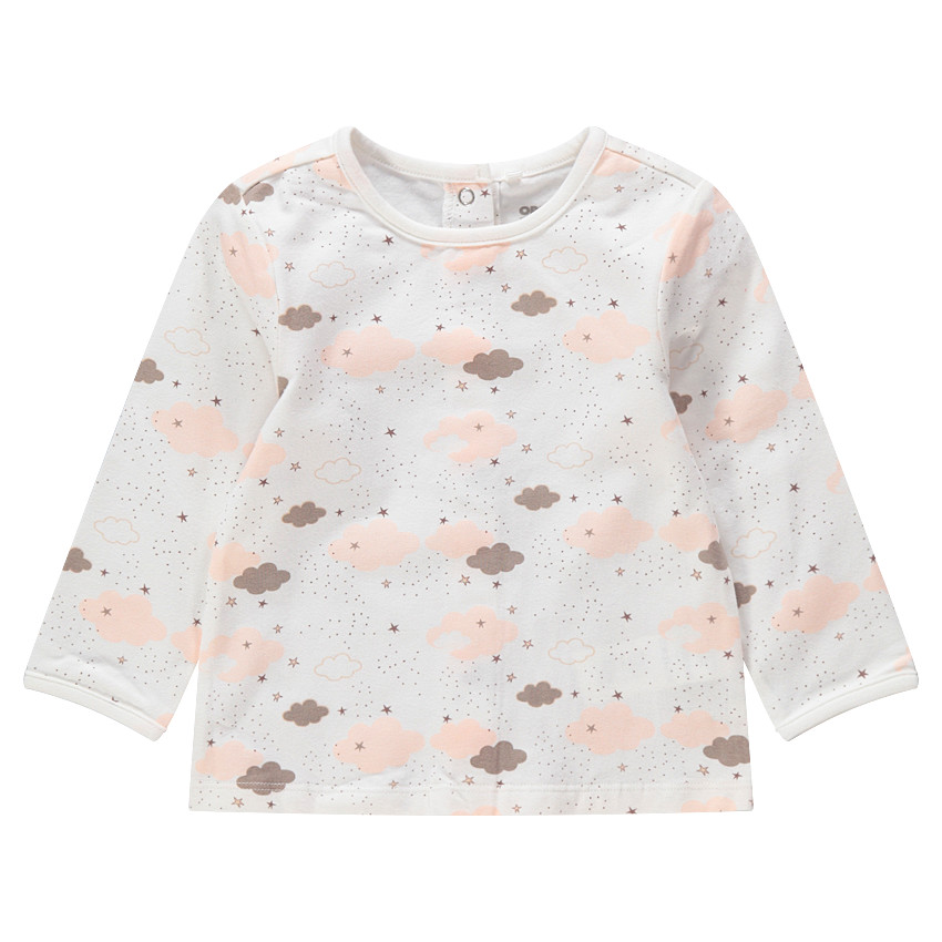 Camiseta de manga larga de punto con estampado de nubes all-over 
