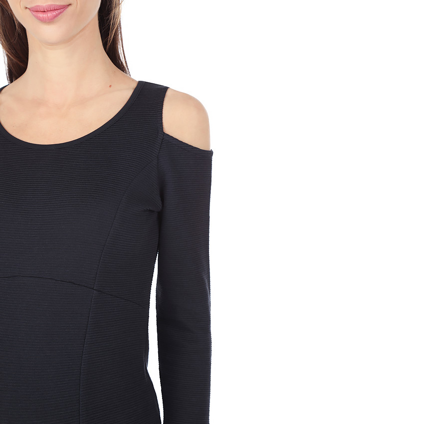 Vestido de premamá liso de punto con hombros calados 