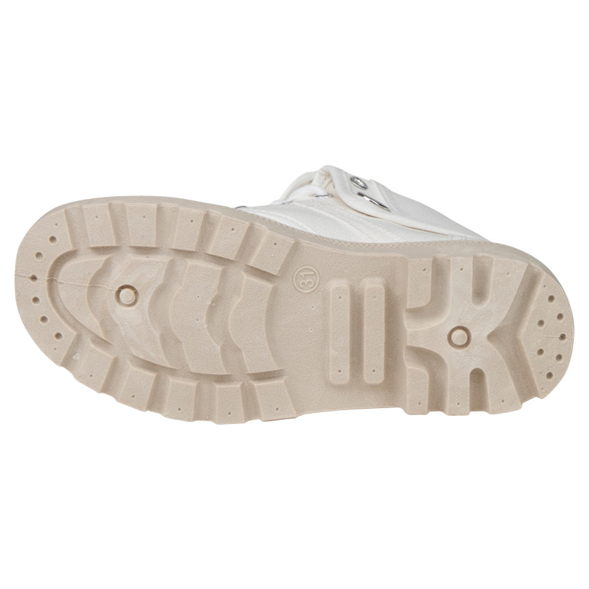 Zapatillas de deporte de caña alta de tela con pliegue a lo largo del cuello 