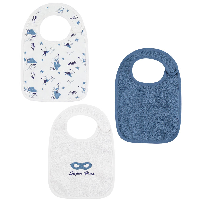 Lote de 3 baberos con estampados de super-héroes 