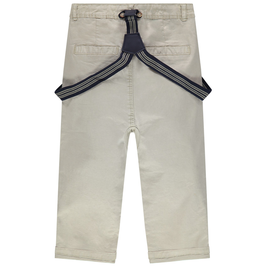 Pantalón de tela teñida con tirantes elásticos desmontables 