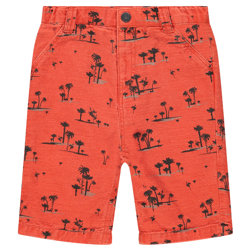 Bermudas de algodón de fantasía con palmeras estampadas 