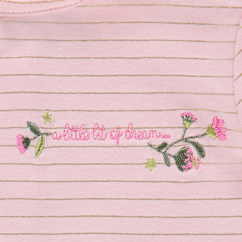 Tee-shirt manches courtes à fines rayures dorées et broderie  Additional Tee-shirt manches courtes à fines rayures dorées et broderie