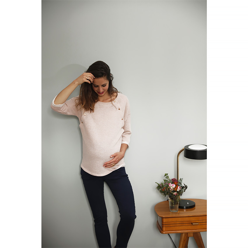 Sudadera de premamá de punto de fantasía con botones por delante 