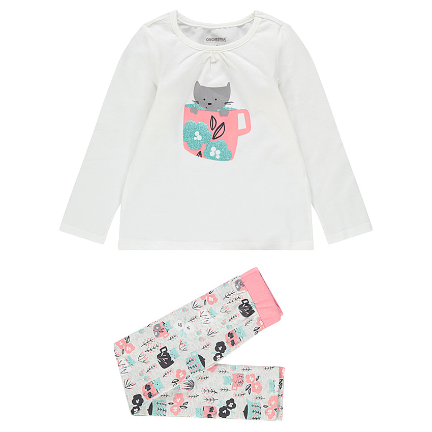 Pijama de punto con gatito estampado   Additional Pijama de punto con gatito estampado
