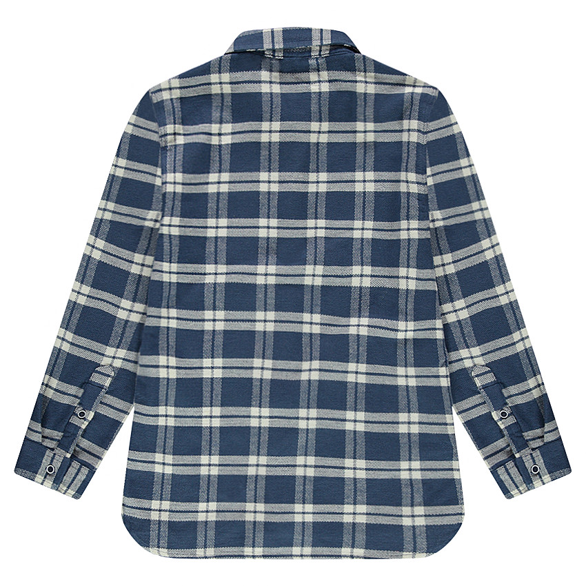 Júnior - Camisa de manga larga de franela de cuadros que contrastan 