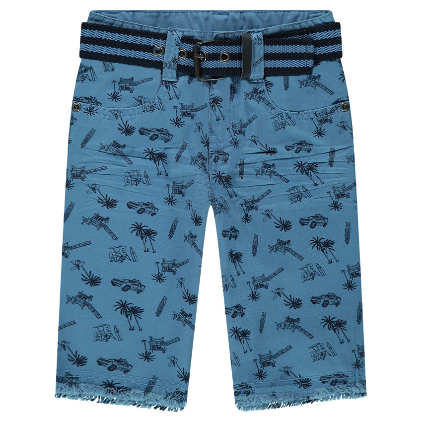 Bermudas de sarga estampada all over con cinturón 