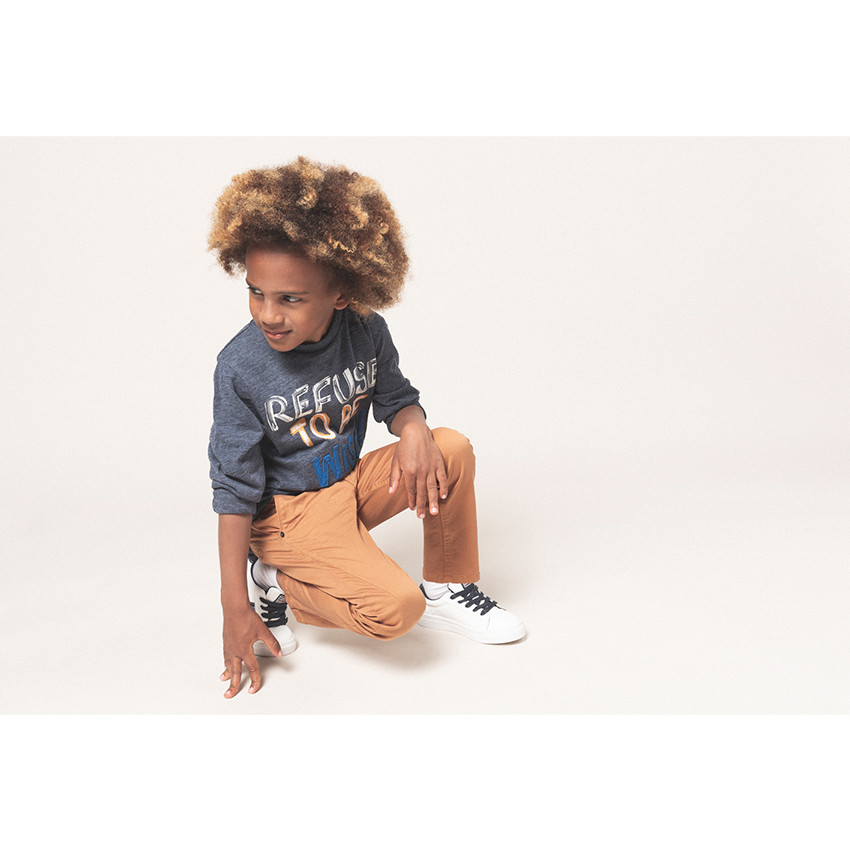 Pantalón de algodón teñido con cinturón trenzado desmontable 