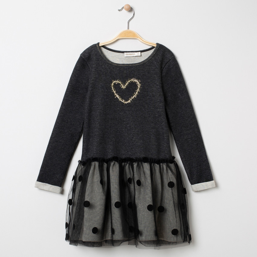 Robe de fêtes effet 2 en 1 bi-matière pour enfant fille 