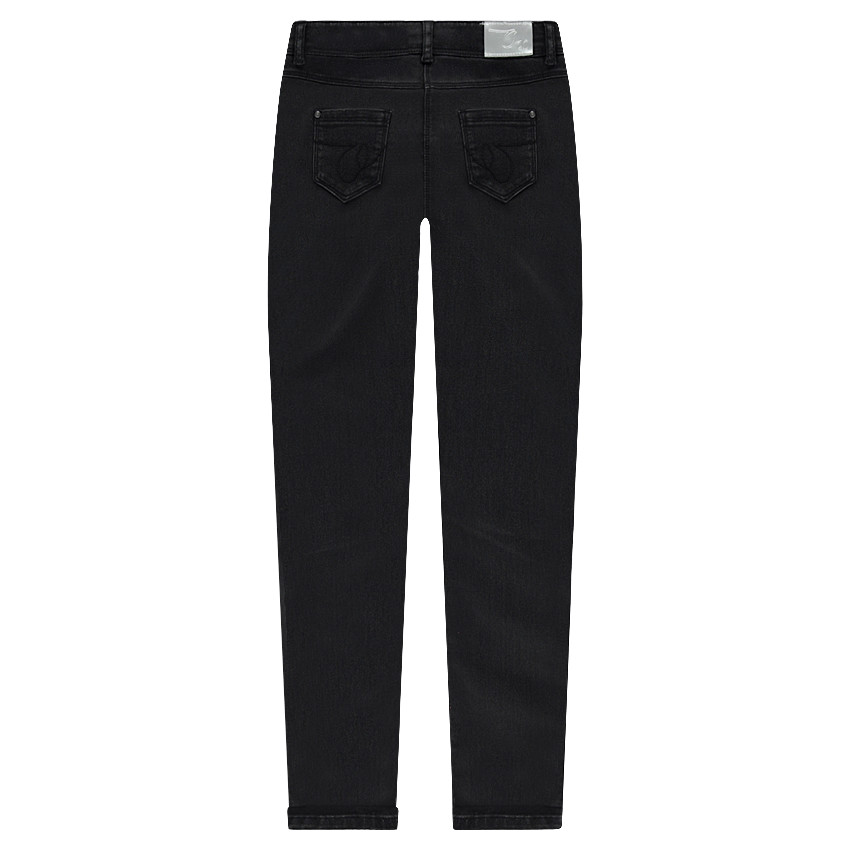 Pantalón con efecto slim arrugado con lentejuelas negras  