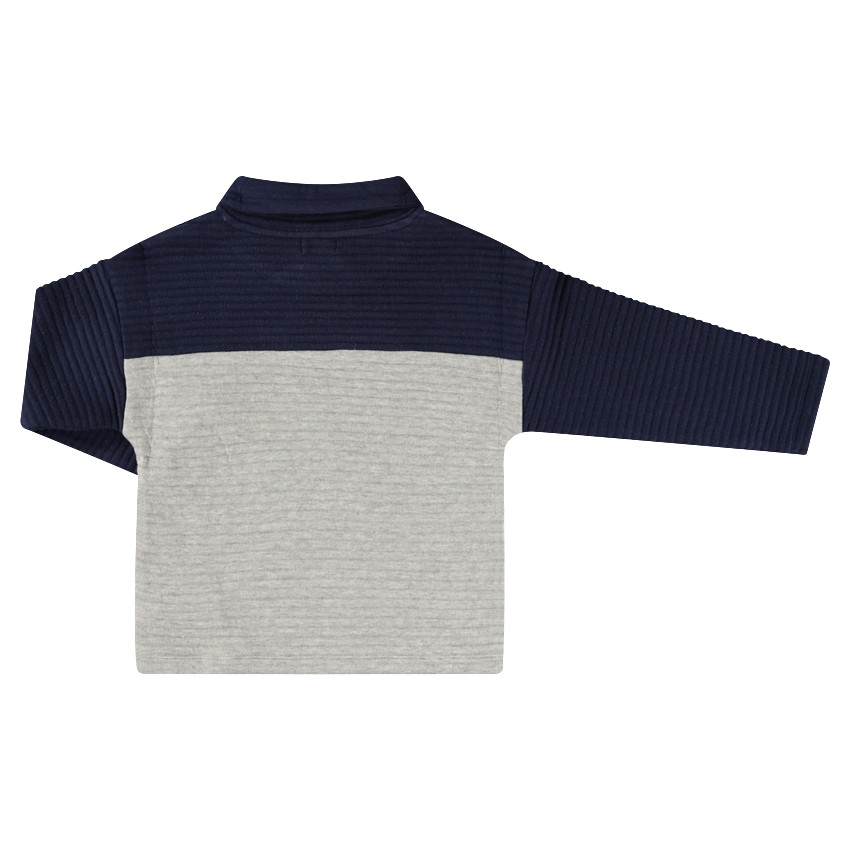 Sudadera de felpa otomana con palabra estampada de fantasía y cremallera al biés 