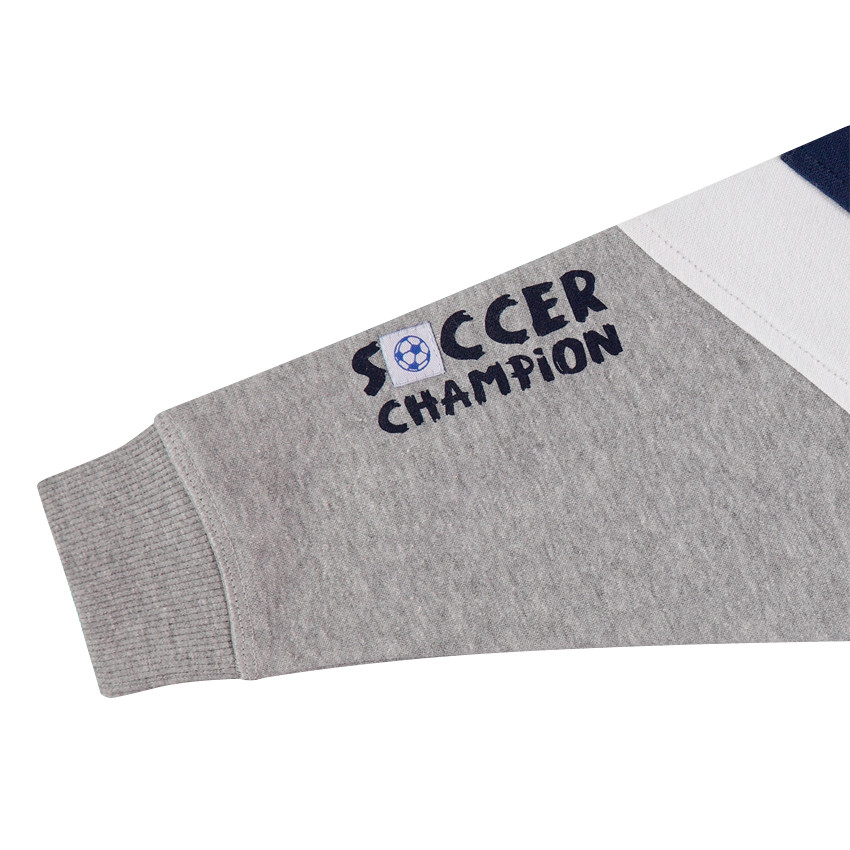 Sudadera con capucha de muletón tricolor con textos estampados  