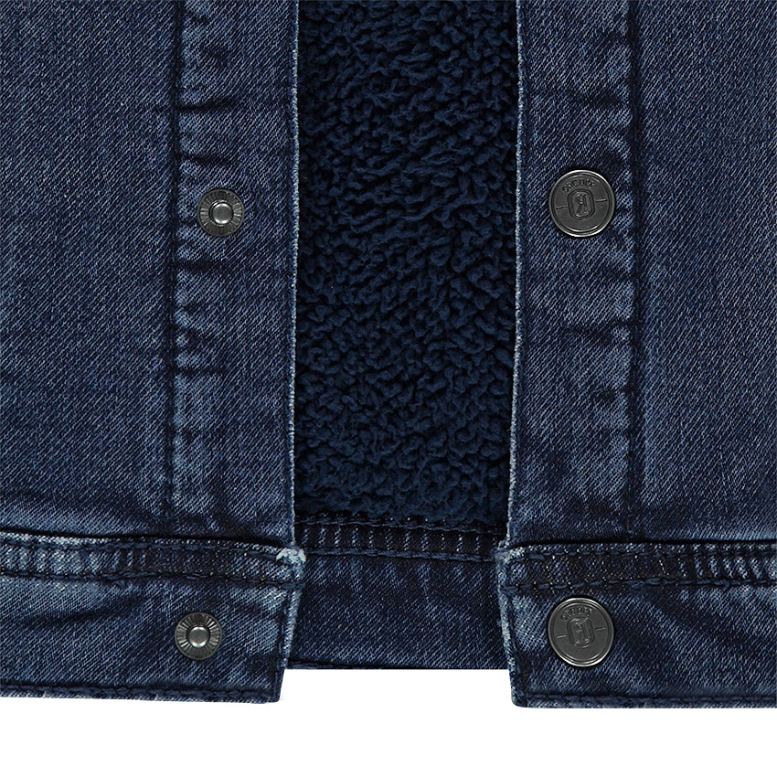 Junior - Veste en jeans effet used doublée sherpa 