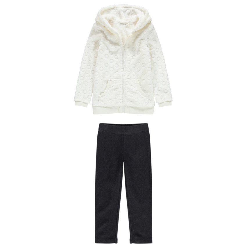 Jogging avec gilet à capuche en sherpa et pantalon doublé uni 