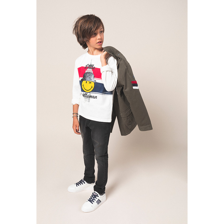 Júnior - Parka de sarga con bolsillos y parches con detalles de estilo militar 