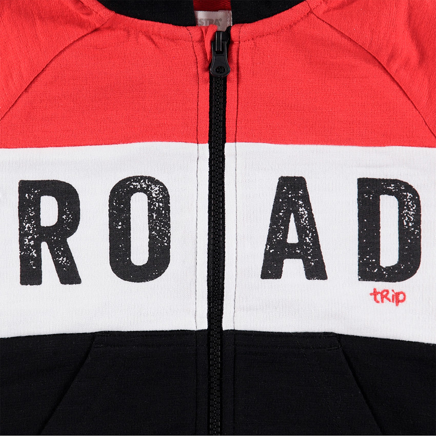 Chaqueta de felpa tricolor con mensaje estampado 