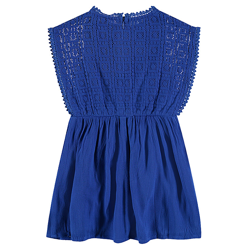 Vestido sin mangas de crespón y encaje 