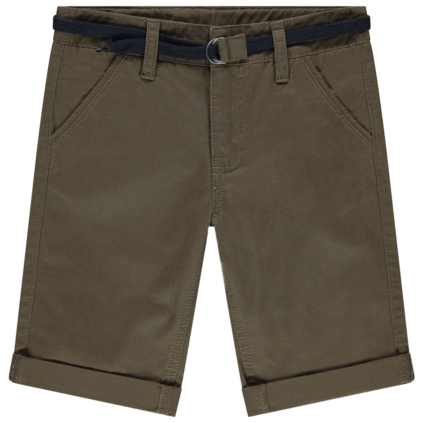 Bermudas de algodón lisas con cinturón ajustable 