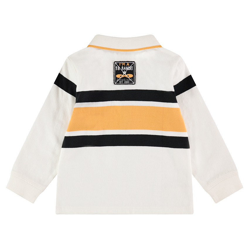 Polo de manga larga con bandas en contraste 