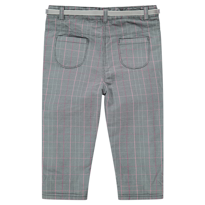 Pantalón de cuadros con forro de punto y cinturón plateado extraíble 