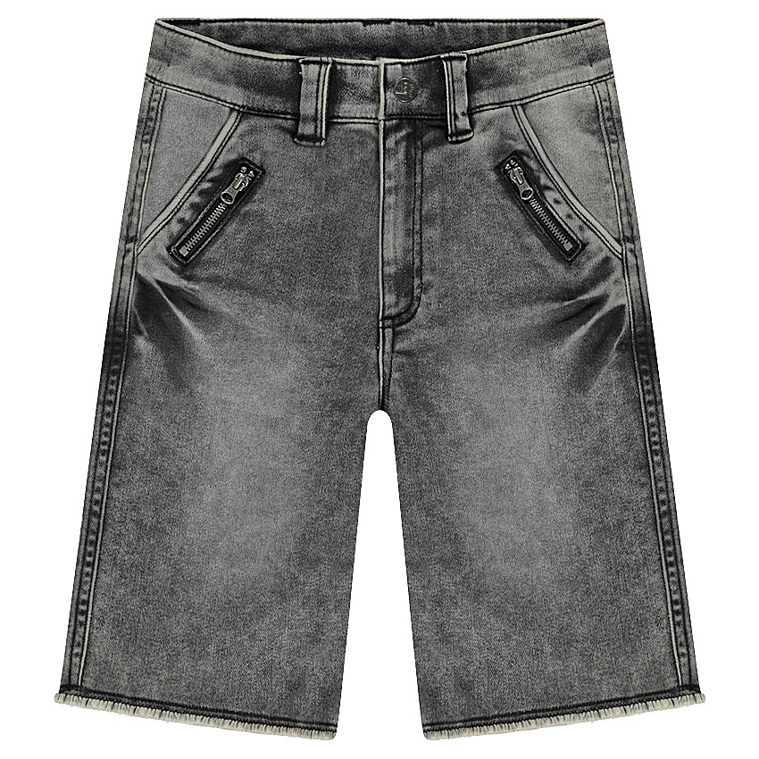 Júnior - Bermudas denim like de efecto desgastado con bolsillos con cremallera  