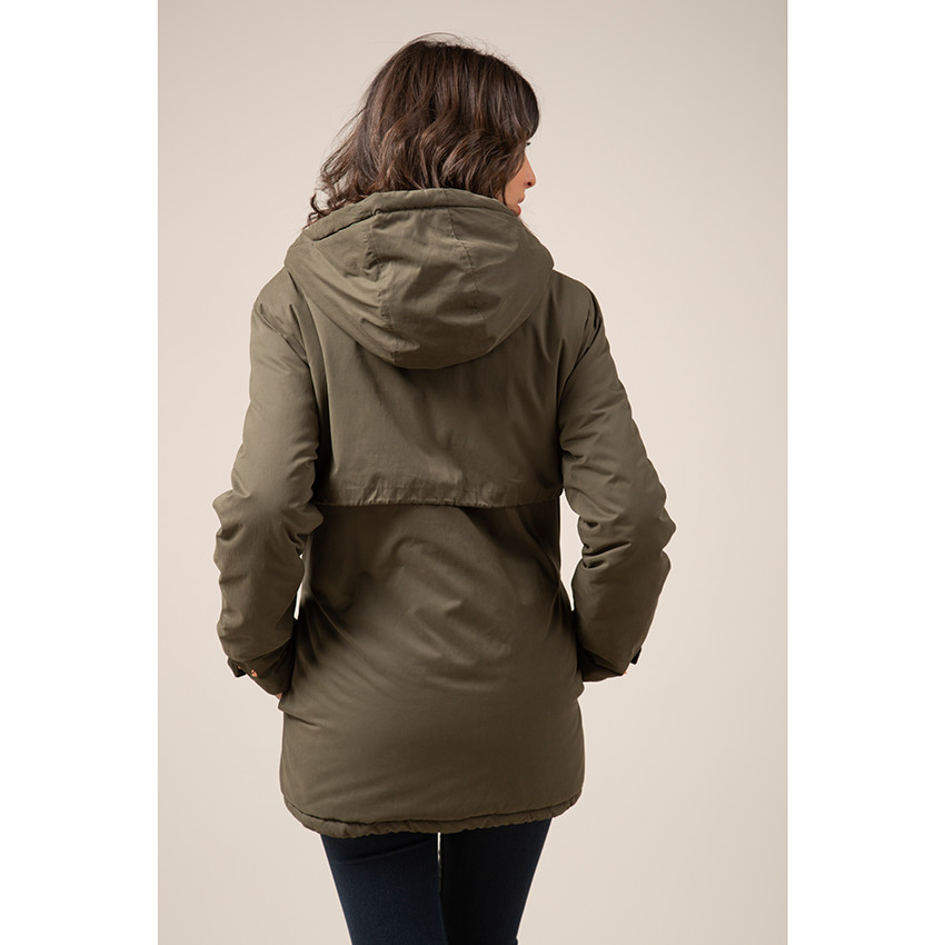 Parka de embarazo evolutiva con forro de sherpa 