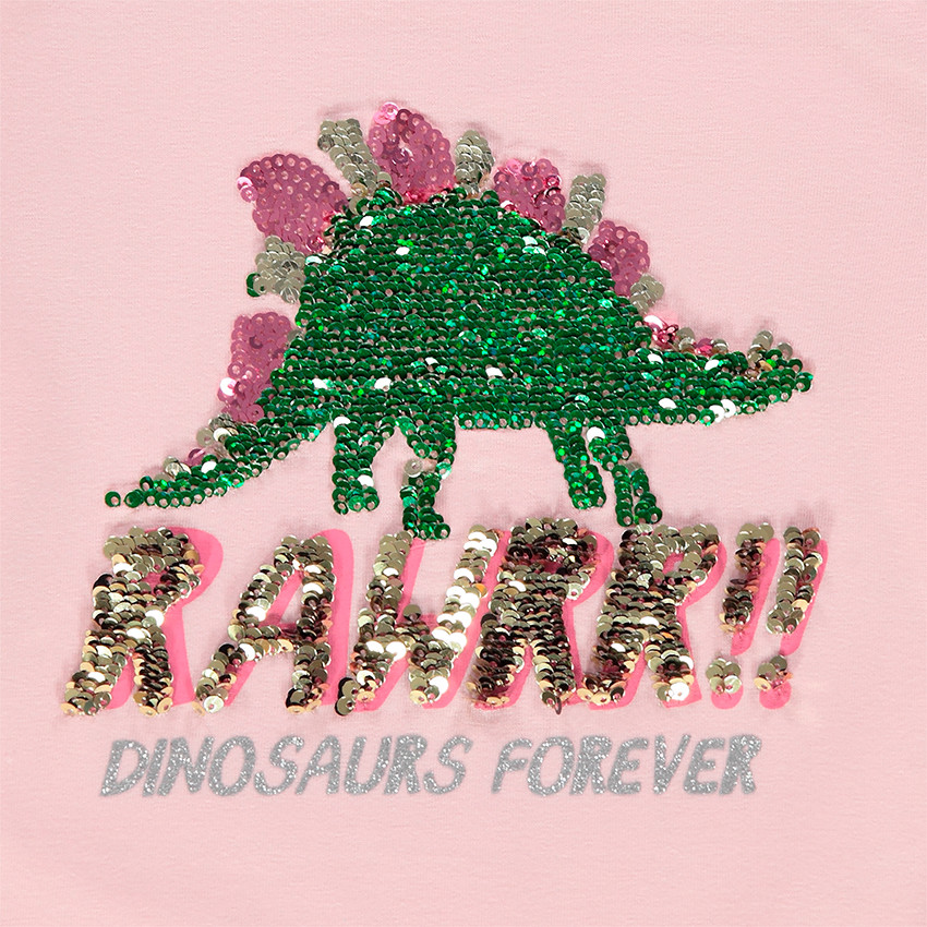 T-shirt manches longues avec motif printé et sequins magiques 