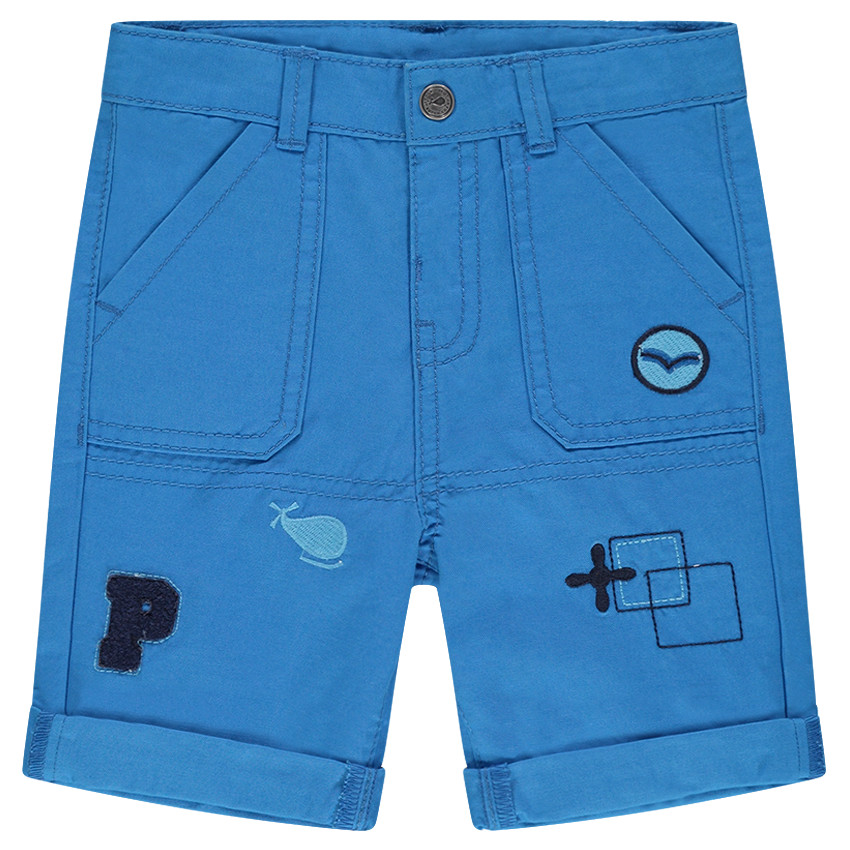 Bermudas de sarga con parches y bordados 