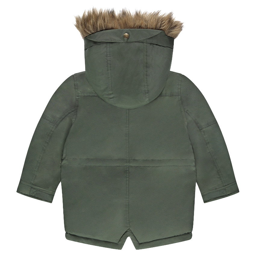 Parka de sarga con capucha desmontable forrada de sherpa 