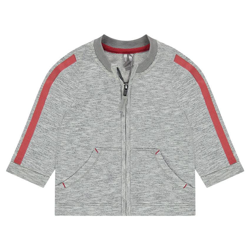 Chaqueta de felpa neps con bandas estampadas y abertura con cremallera 