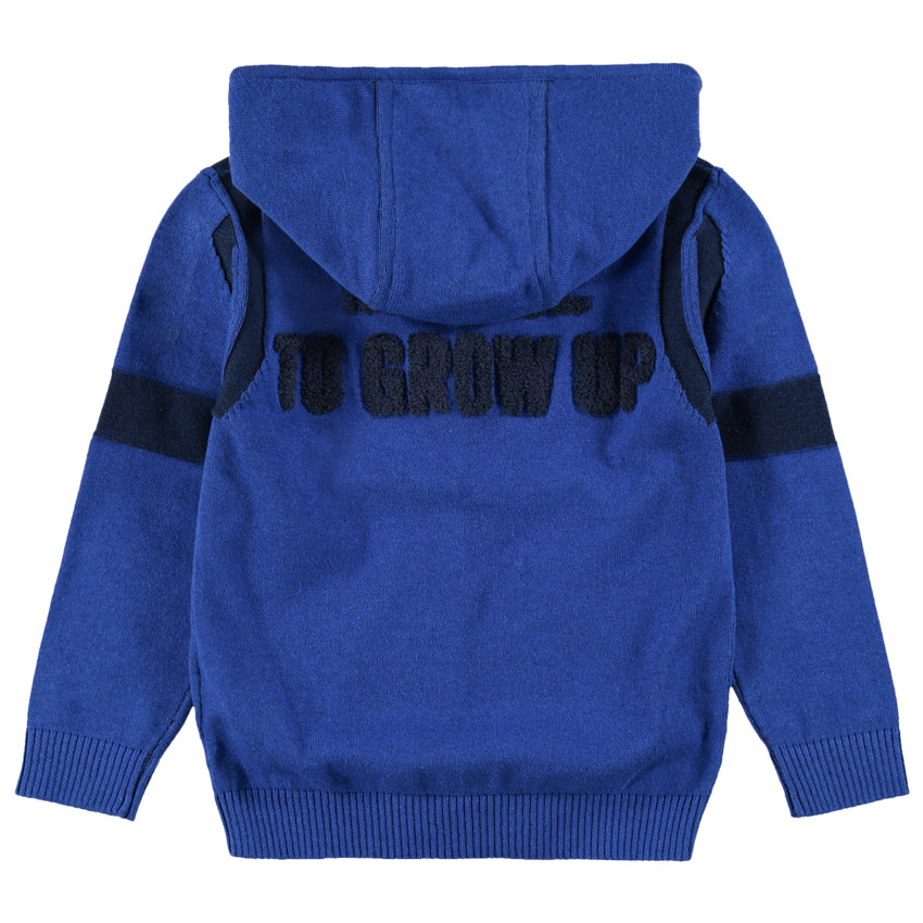 Chaqueta con cremallera y capucha de rizo en la espalda 