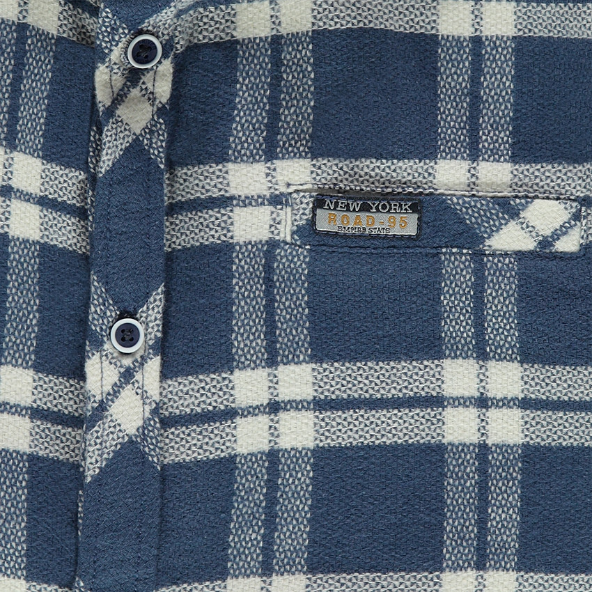 Júnior - Camisa de manga larga de franela de cuadros que contrastan 