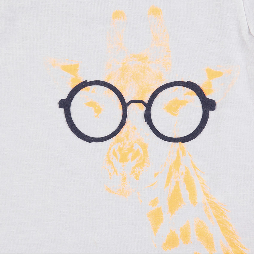 Pijama de punto con camiseta con estampado de jirafa con gafas 
