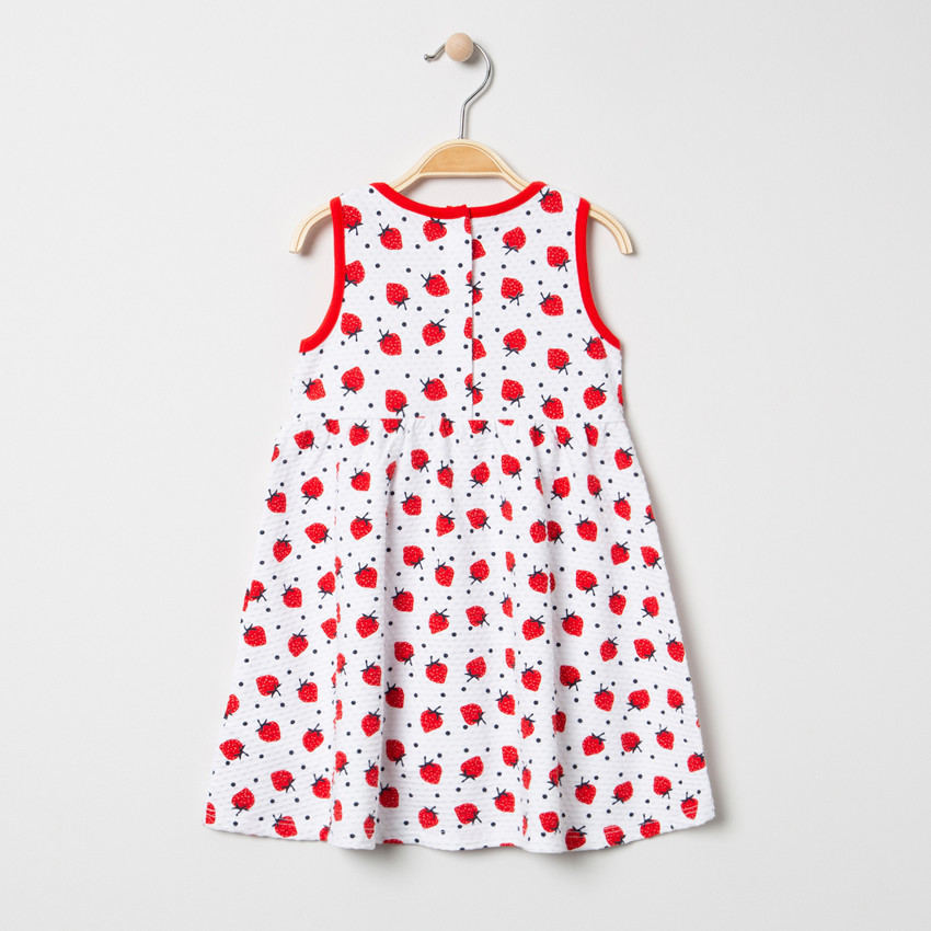 Vestido sin mangas con estampado de fresas all-over 