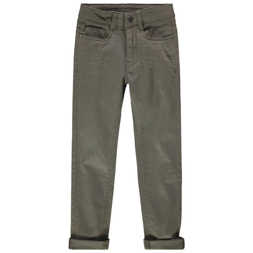 Pantalón de sarga sobreteñida con bolsillo de fantasía en la parte trasera 