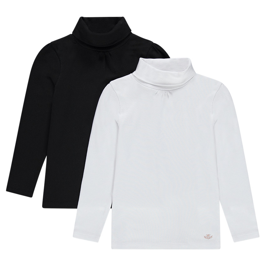 Juego de 2 camisetas lisas de cuello alto 