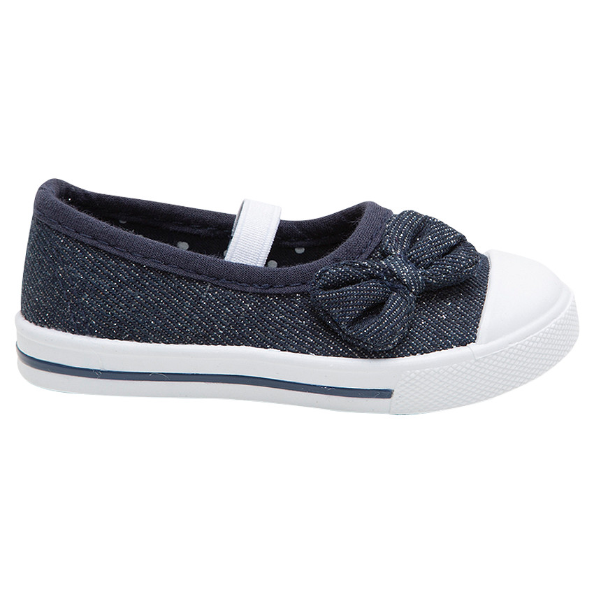Zapatos de lona con lazo y tirante elástico niña. 