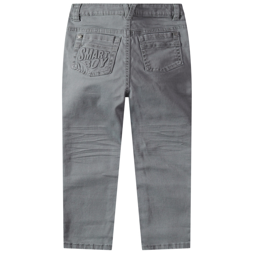 Pantalón de sarga sobreteñida con bolsillo de fantasía en la parte trasera 