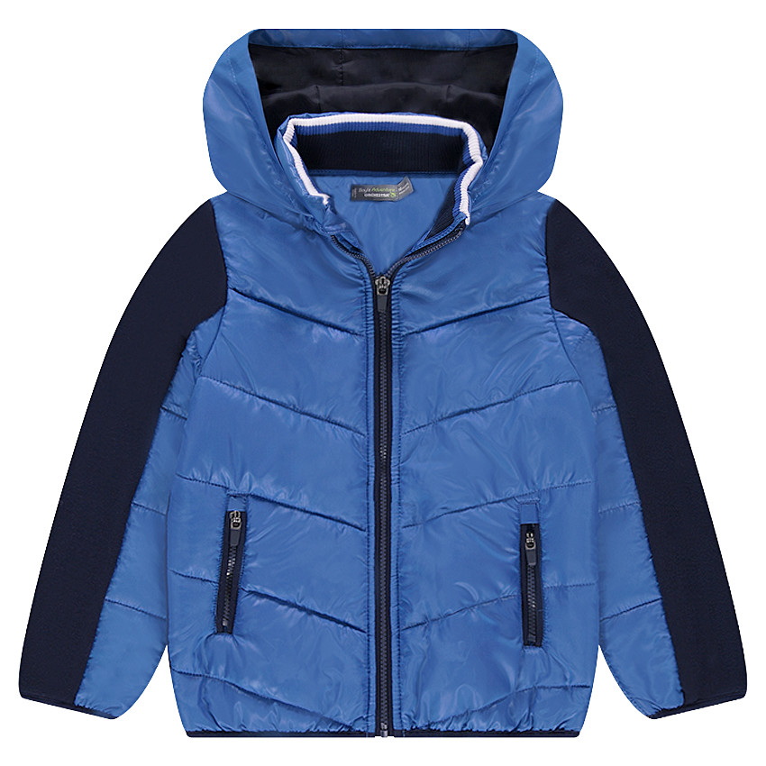 Júnior - Chaqueta de dos materiales con bolsillos con cremallera y capucha integrada 