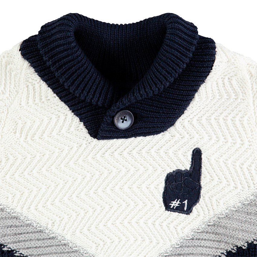 Jersey de punto con bandas en contraste y parche de oso 