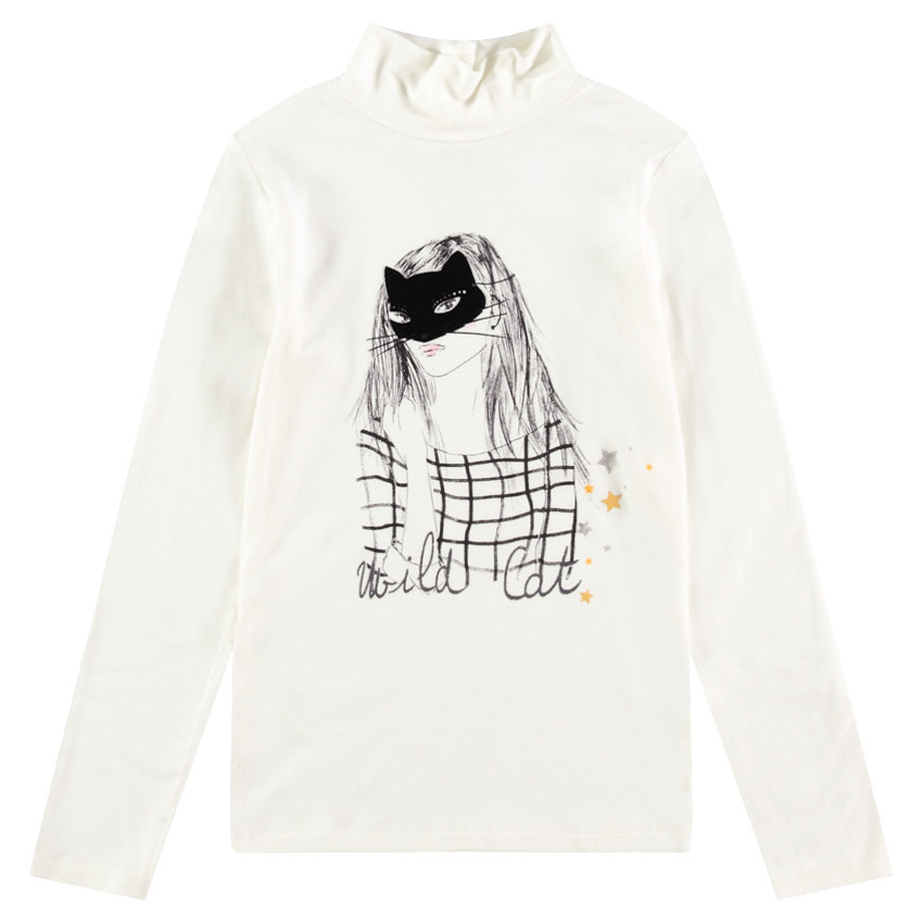 Júnior - Camiseta de punto con cuello alto y estampado de cara enmascarada 