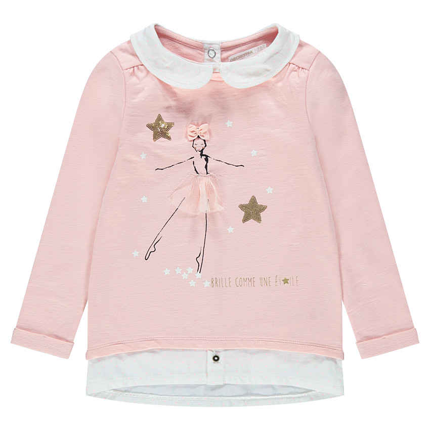 Sudadera de felpa con cuello babero y bailarina estampada   Additional Sudadera de felpa con cuello babero y bailarina estampada